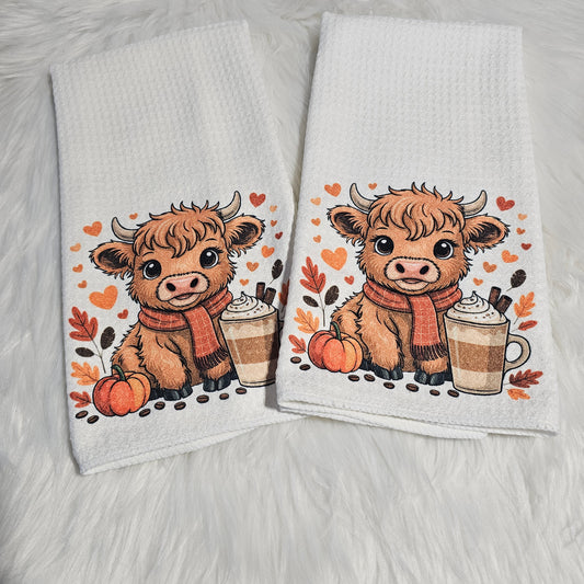 “Latte Highland Calf” Towel Set