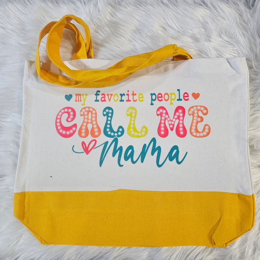 “Mama – Favorite People” Large Canvas Tote