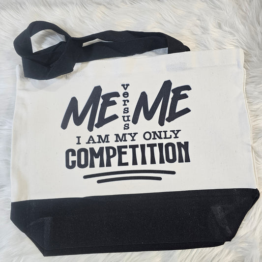 “Me vs. Me” Large Canvas Tote