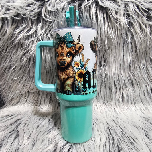 40 oz Sublimation Tumbler – ADHD “Over Stimulated” Mint Holo Chaos
