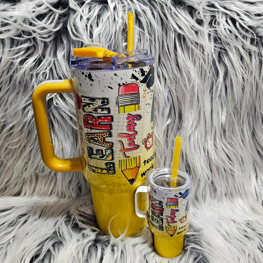 40 oz Sublimation Tumbler – Sassy Teacher Stacked Letter Set