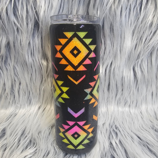 20 oz Epoxy Tumbler – Neon Splash & Aztec Peekaboo Wildfire