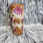 30 oz Epoxy Tumbler – Red Cowhide & Pink Glitter Desert Spark