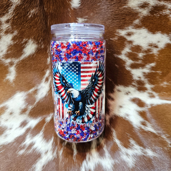 Soaring Eagle Flag Rhinestone Tumbler