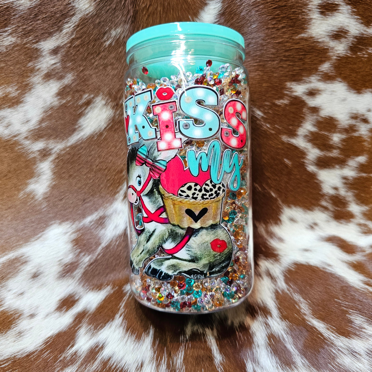 Kiss My Ass Donkey Rhinestone Tumbler