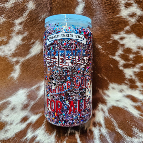 Pledge of Allegiance Glitter Snowglobe Tumbler