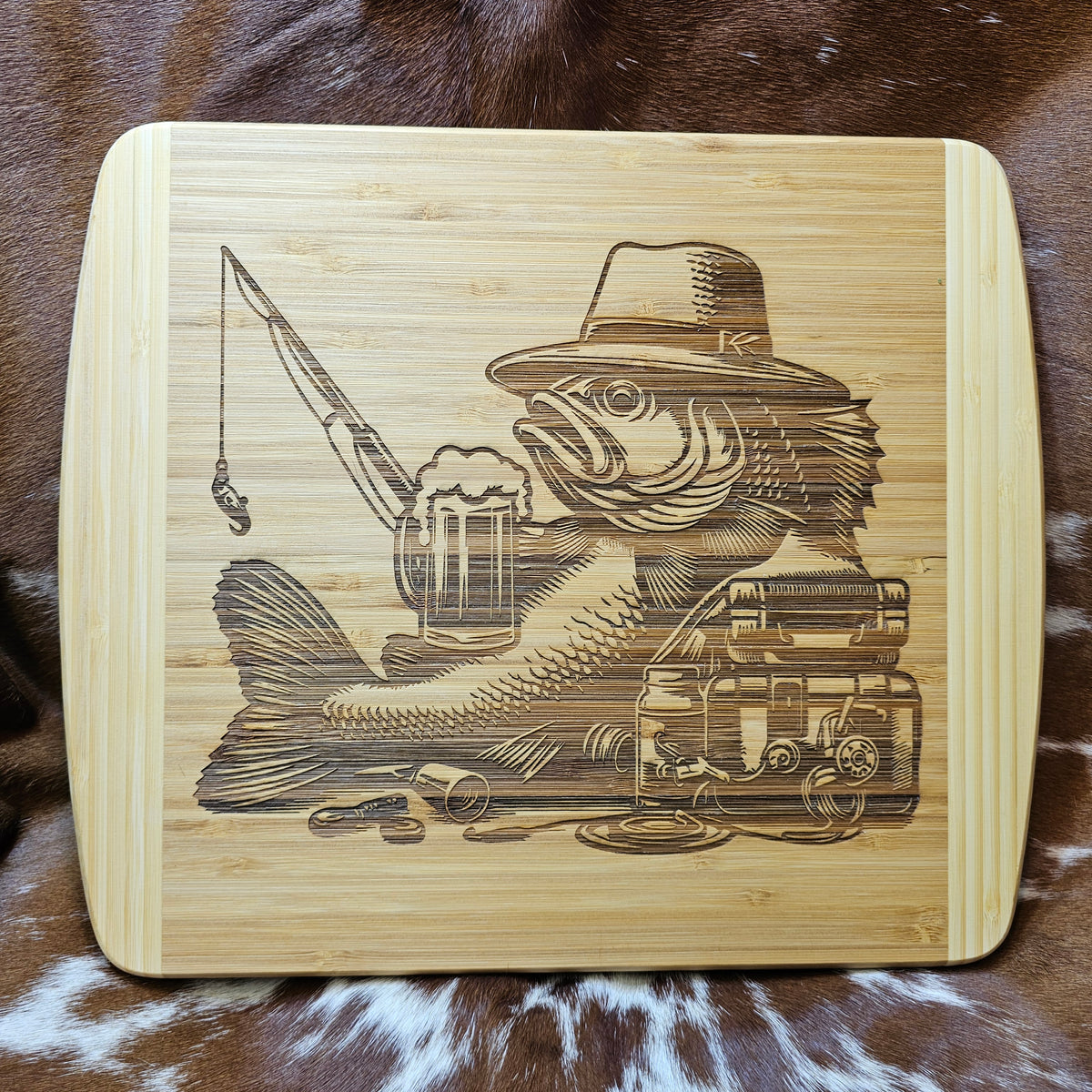 Bass Fisherman Skeleton Board