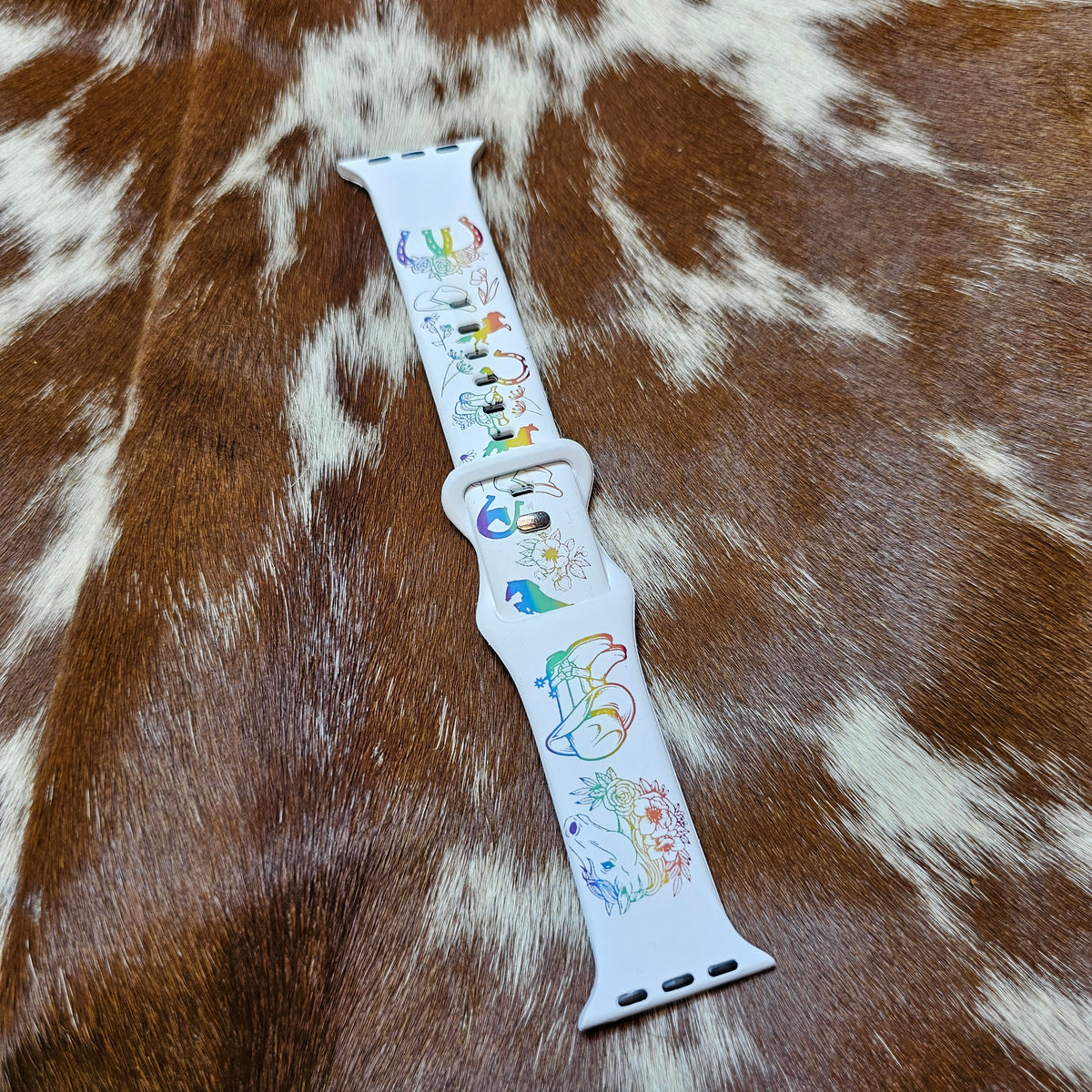 Rainbow Western Horse Watch Band