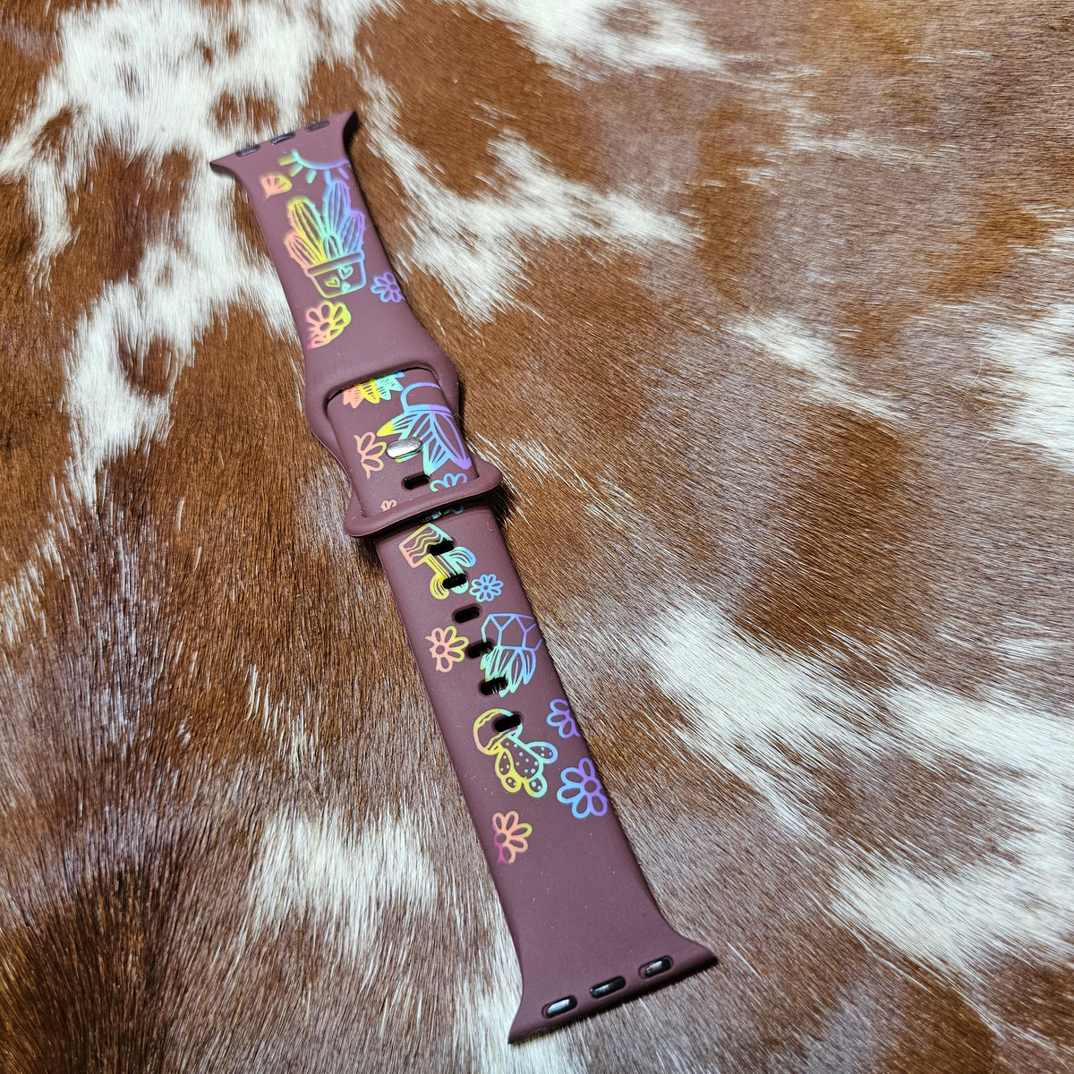 Rainbow Cactus Floral Watch Band
