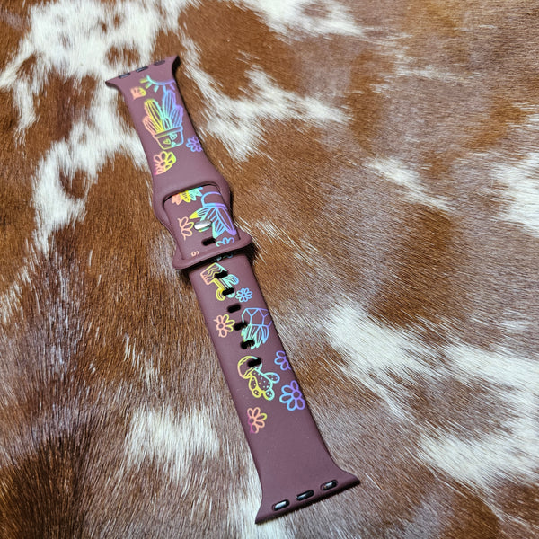 Rainbow Cactus Floral Watch Band