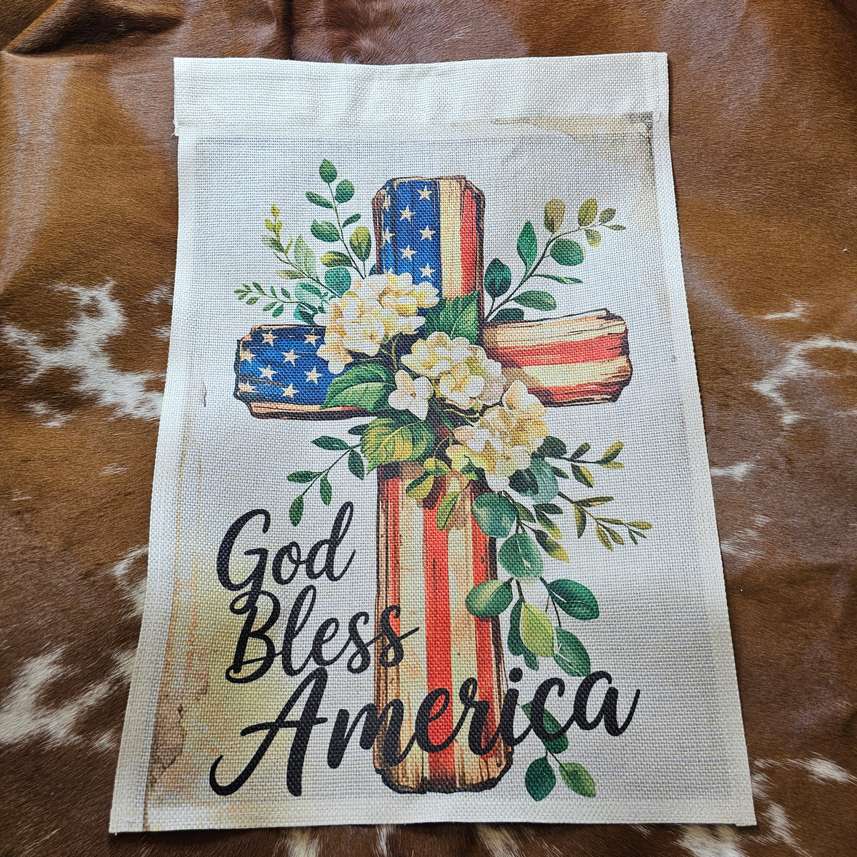 God Bless America Cross Garden Flag