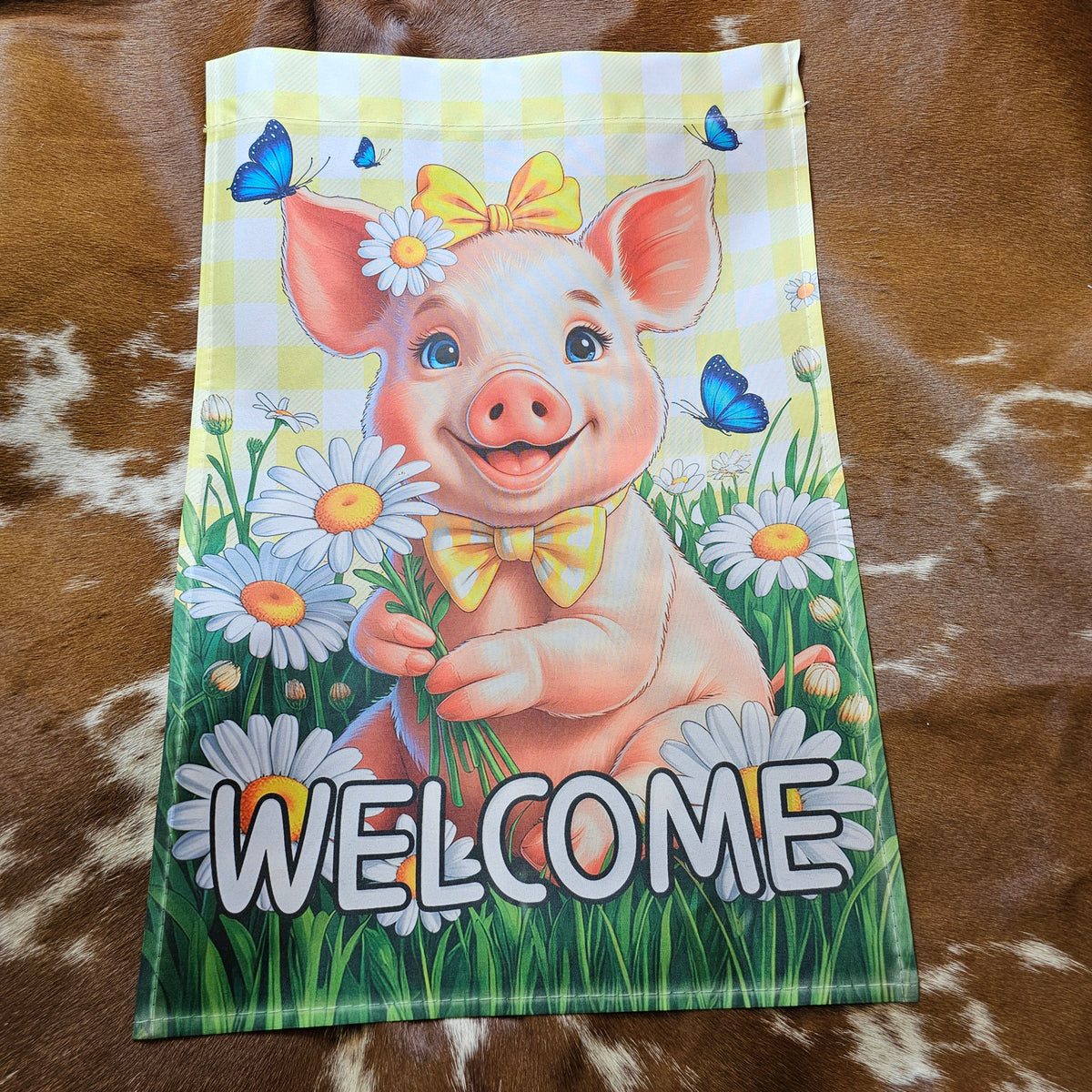 Welcome Piglet Garden Flag