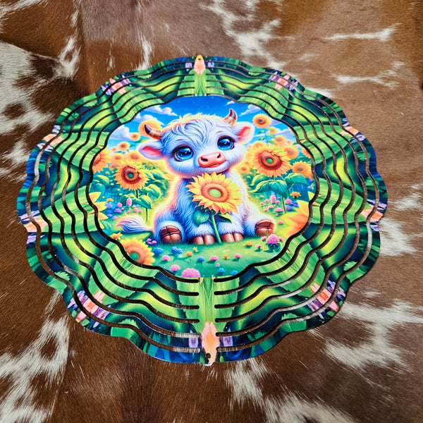 Baby Highland Cow & Sunflowers Spinner