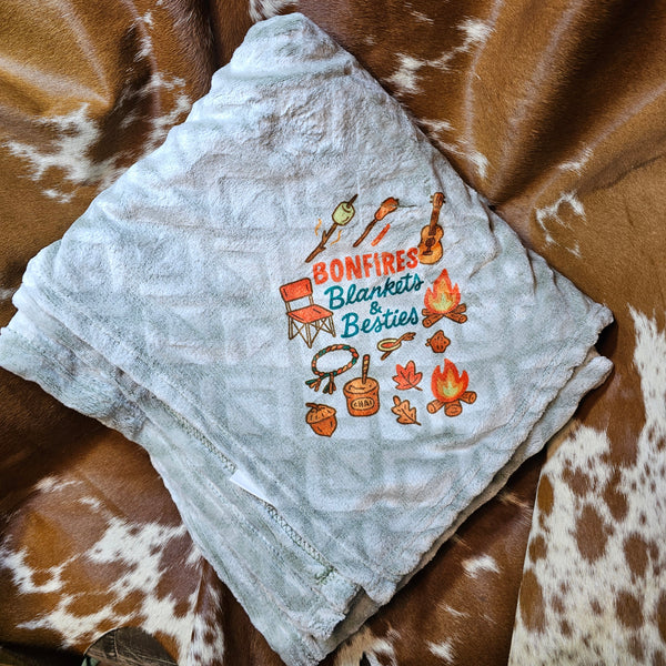 "Bonfires, Blankets & Besties" Camp Blanket