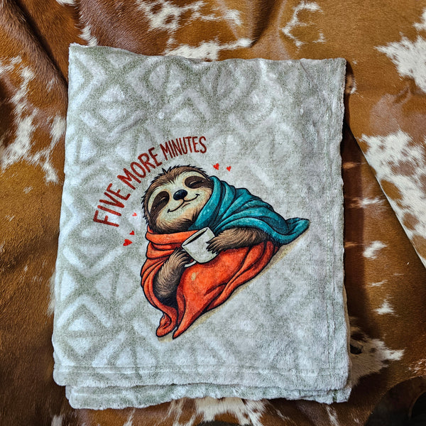 "Five More Minutes" Sleepy Sloth Blanket