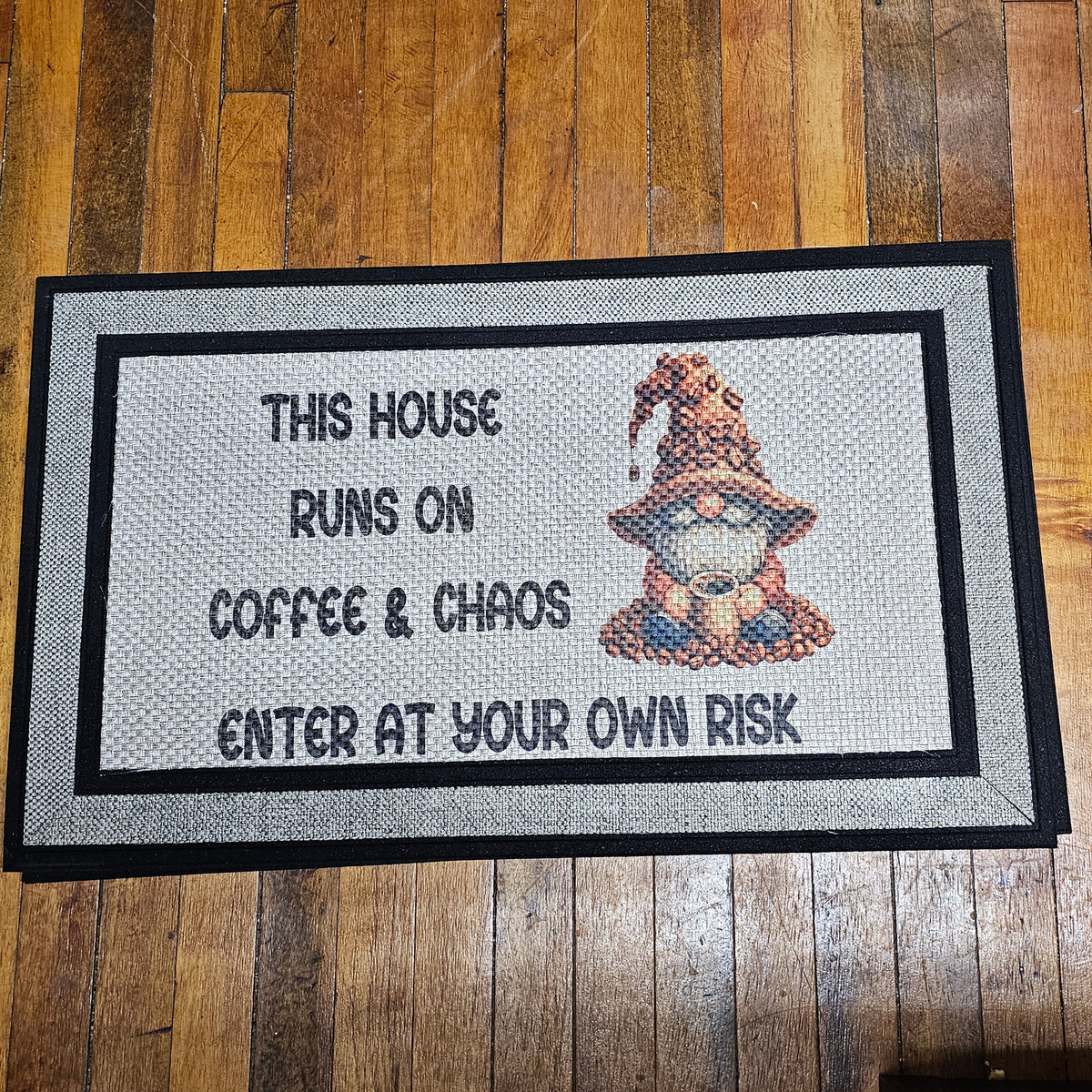 "Coffee & Chaos" Gnome Mat