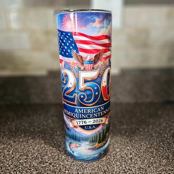 "American Semiquincentennial" Eagle & Flag Scenic 20oz Glow Tumbler