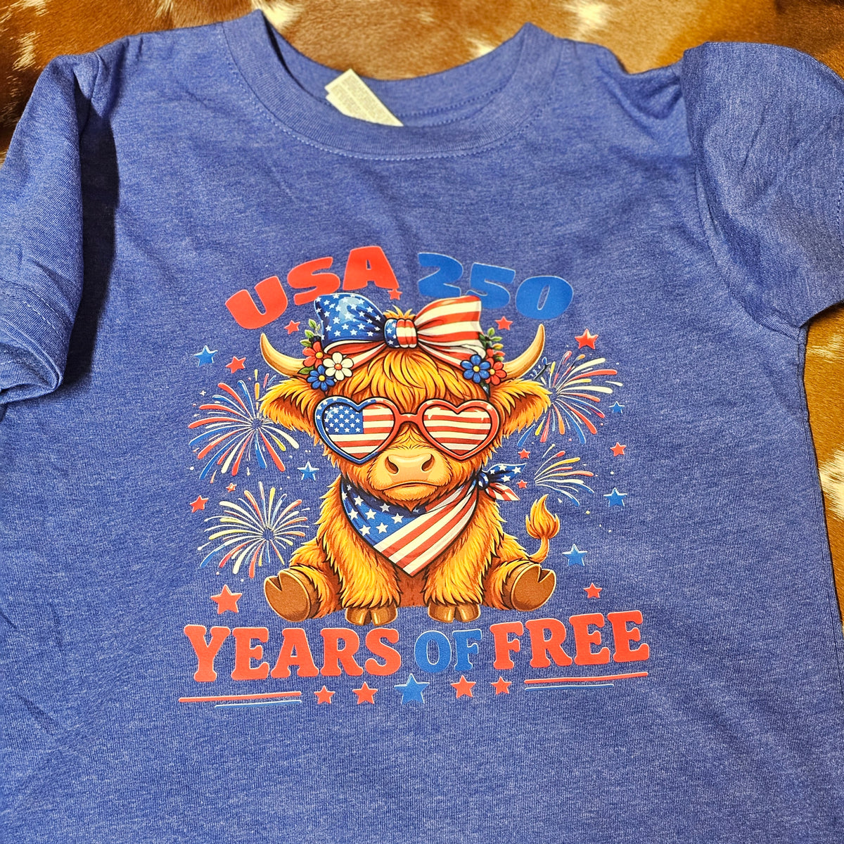 USA 250 Highland Cow Toddler Tee