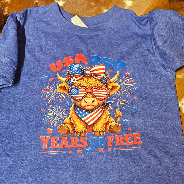 USA 250 Highland Cow Toddler Tee