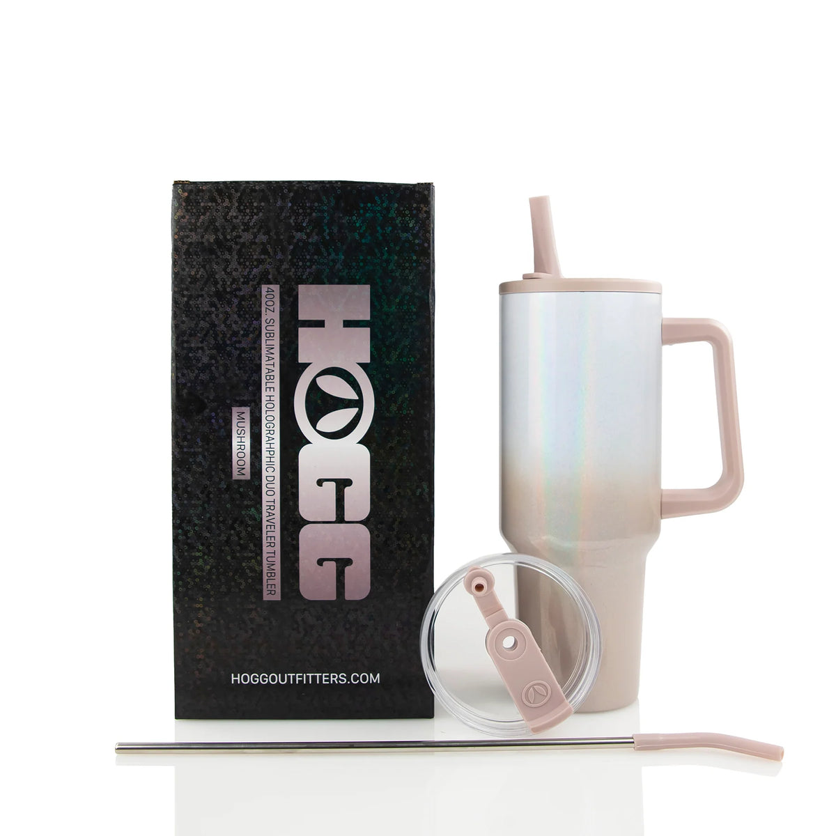 Custom 40oz Sublimatable Traveler Duo Tumbler – Holographic Ombre