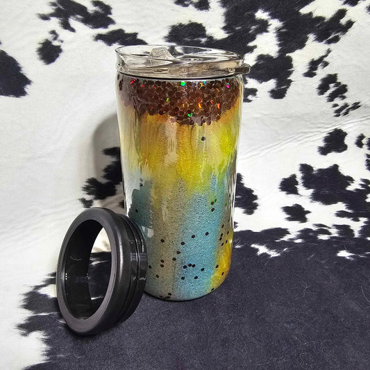 12 oz Slim Duo with hand-painted sunflower design