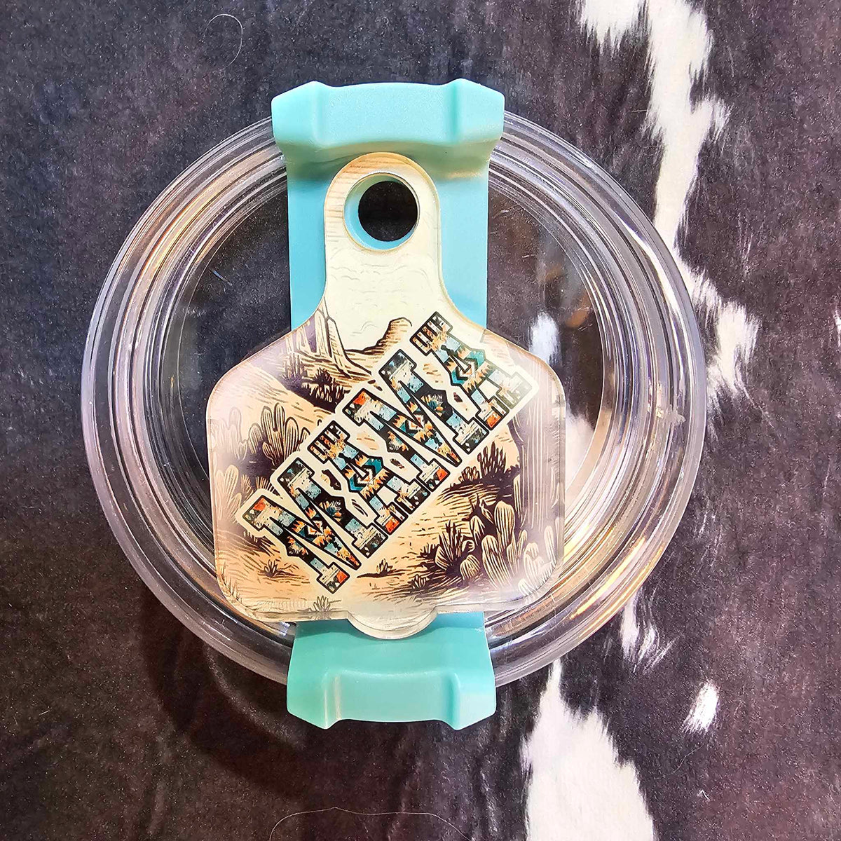 Cow tag shaped lid tag for tumbler customization