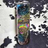 IDGAF neon powerwash tumbler with bold colors and lettering