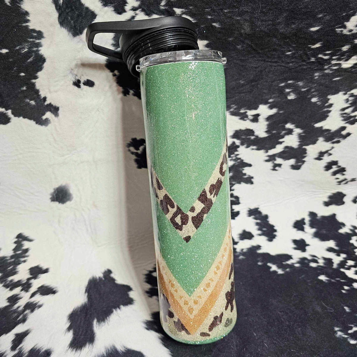 35 oz duo cup with glitter animal print design