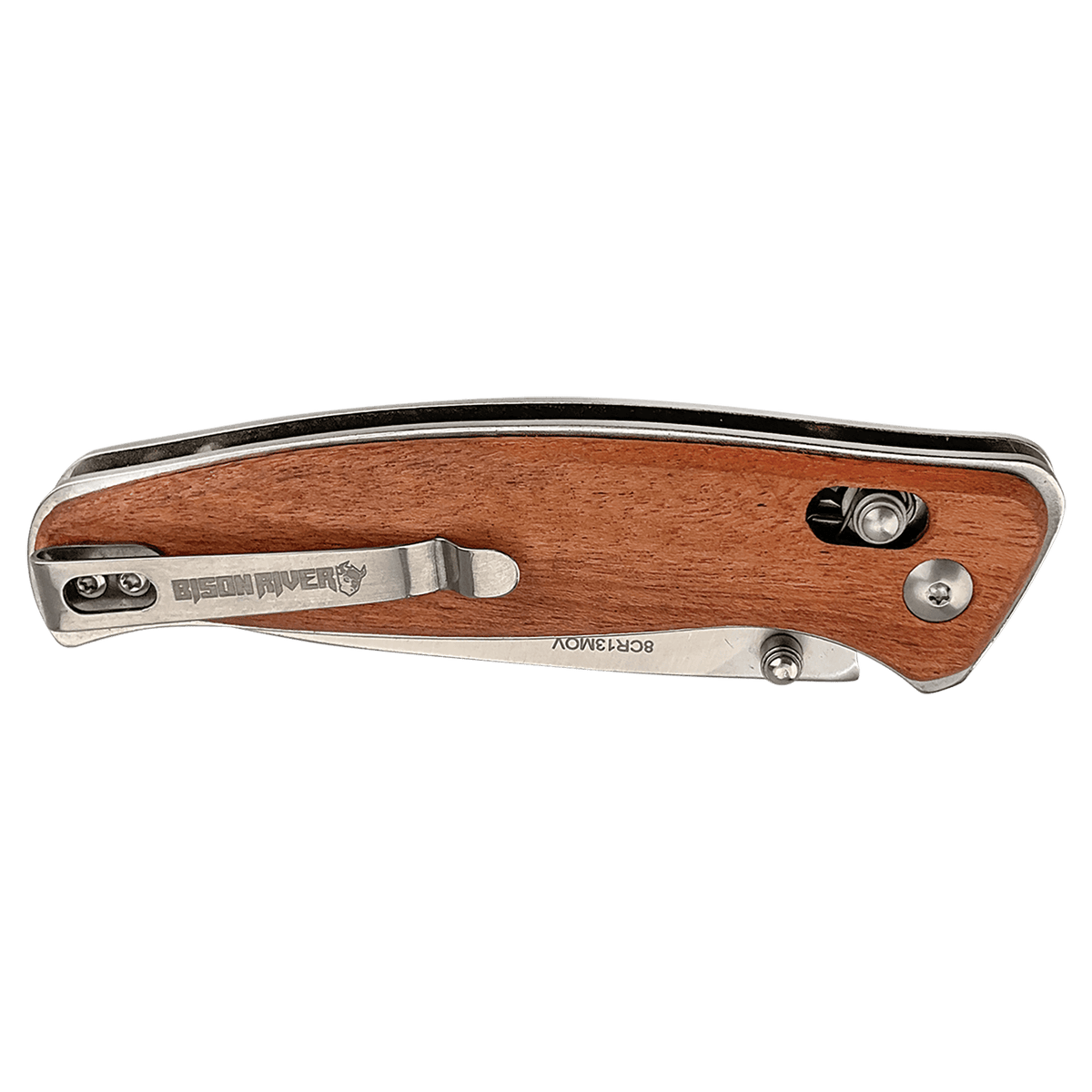Custom Bison River Engraved Folding Knife
