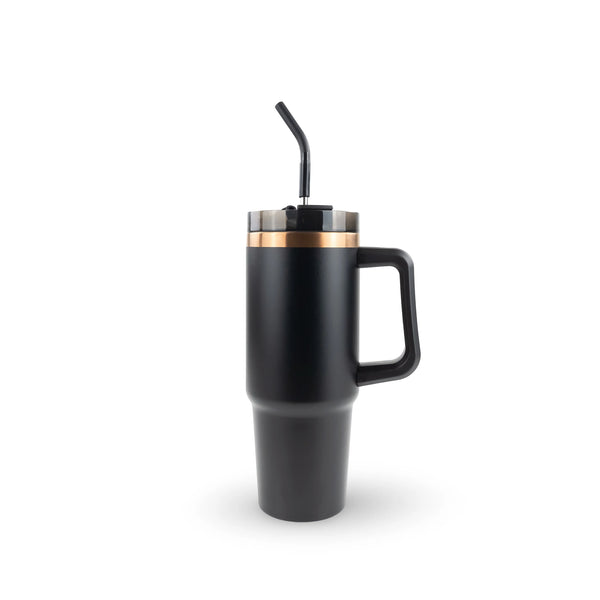 Custom 30oz Powder Coated Traveler Tumbler with Electroplated Underlay