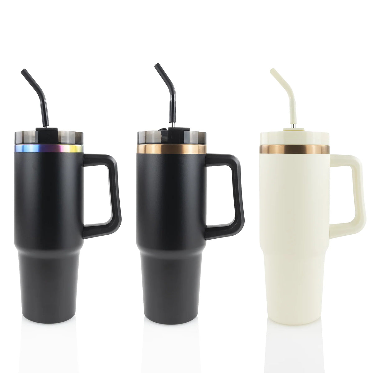 Custom 30oz Powder Coated Traveler Tumbler with Electroplated Underlay