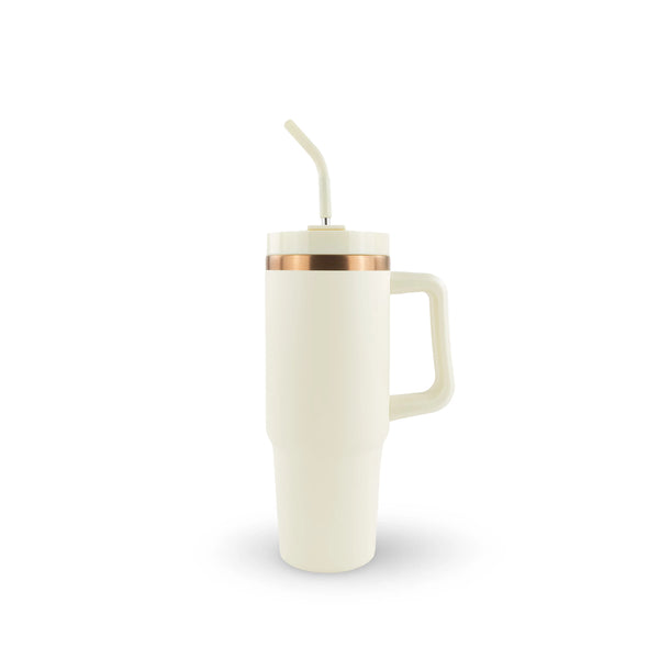Custom 30oz Powder Coated Traveler Tumbler with Electroplated Underlay