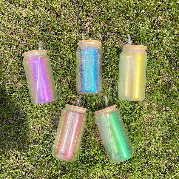 Custom 16 oz Iridescent Glass Can Tumbler
