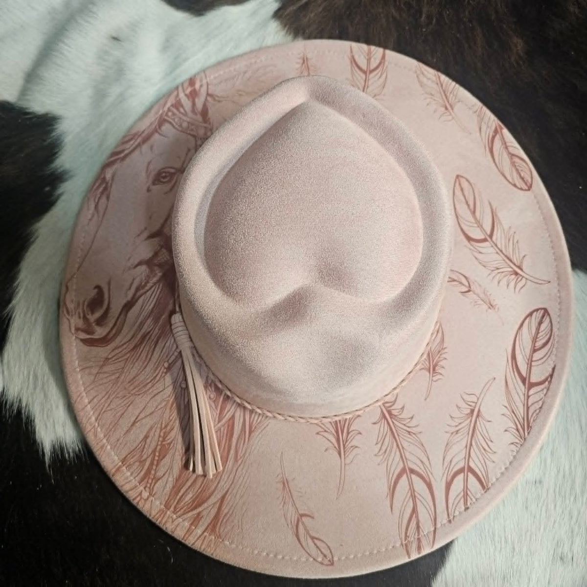 Blush Horse & Feathers Hat