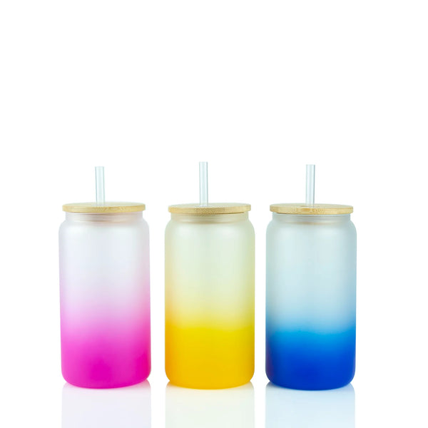 Custom 16 oz Ombre Frosted Glass Can Tumbler