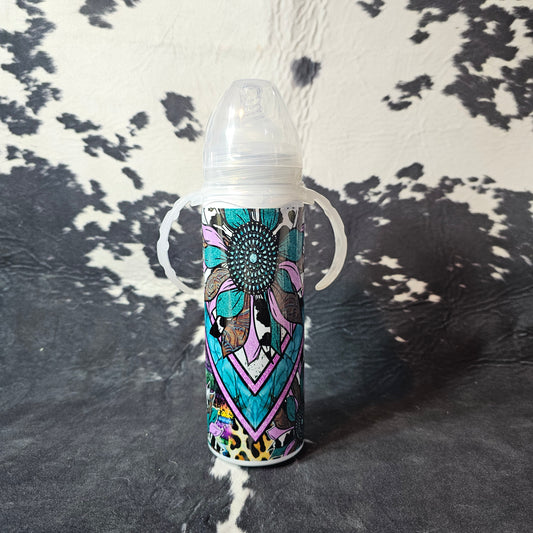 8 oz Baby Bottle - Aztec Sunflower