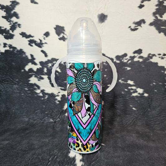 8 oz Baby Bottle - Aztec Sunflower