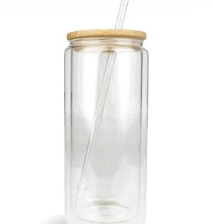 16oz Sublimatable Glitter Globe Glass Can Tumbler