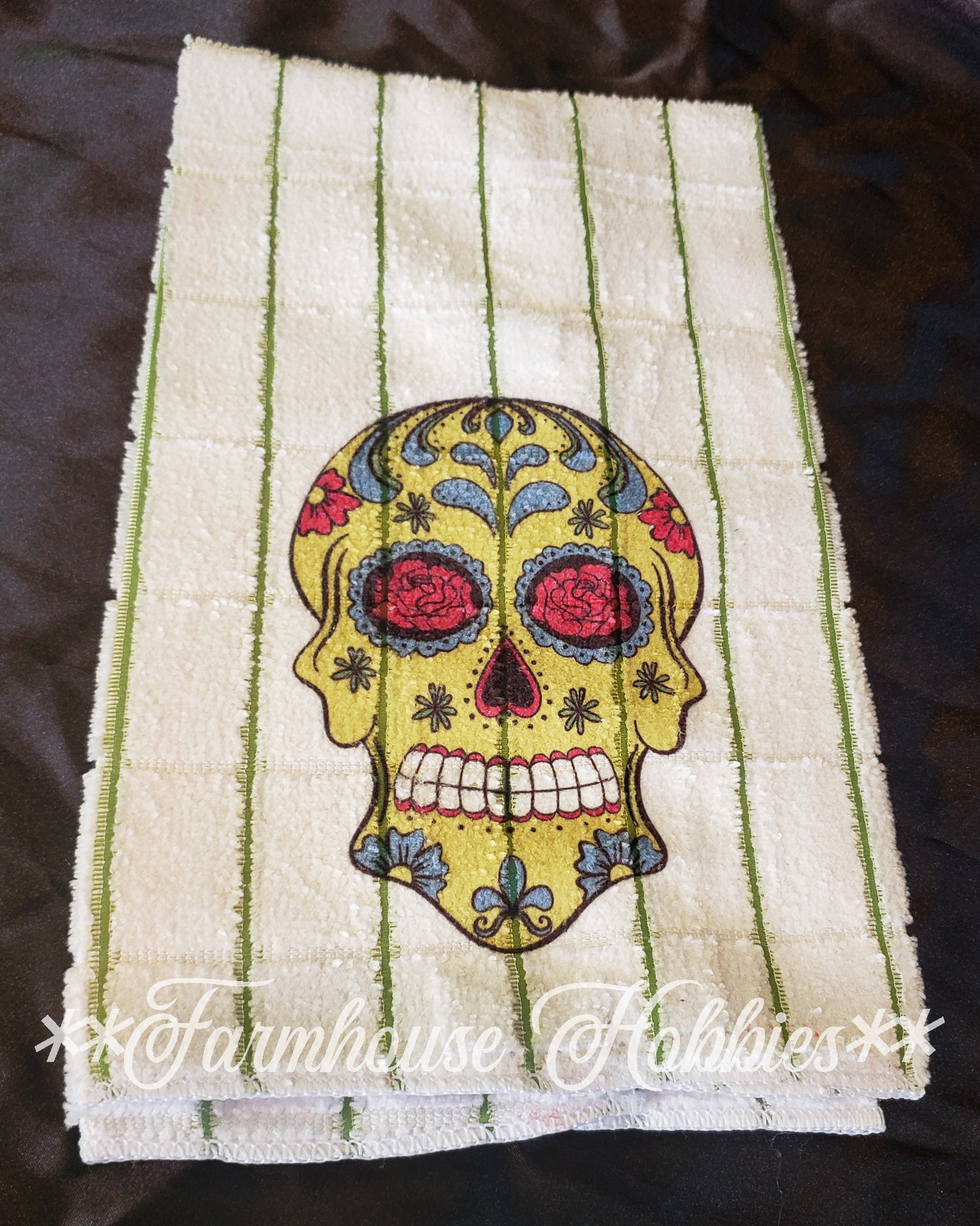 Towel (Single)-Sugar Skull Home Decor/Accessories Farmhouse Hobbies   
