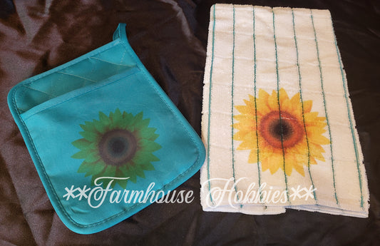 Towel/Potholder Set-Sunflower Home Decor/Accessories Farmhouse Hobbies   
