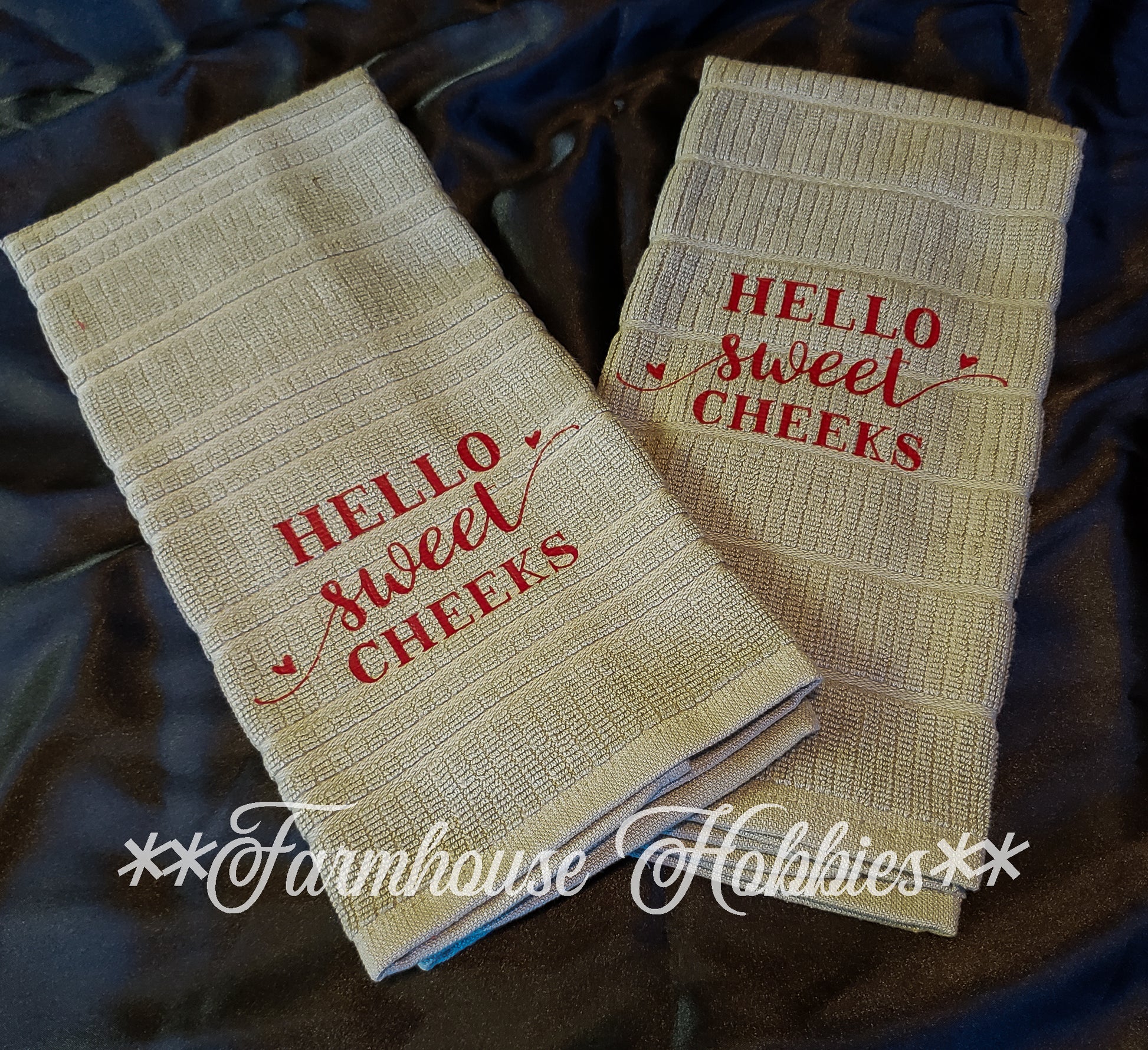 Towel Set (2) Hello Sweet Cheeks Home Decor/Accessories Farmhouse Hobbies   