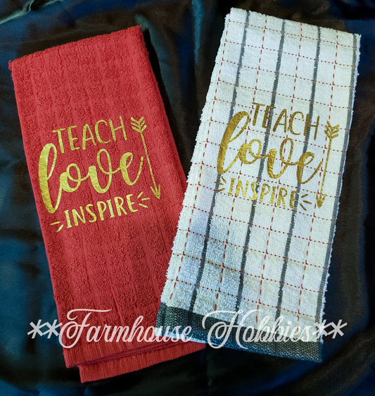 Towel Set (2) Teach Love Inspire Home Decor/Accessories Farmhouse Hobbies   