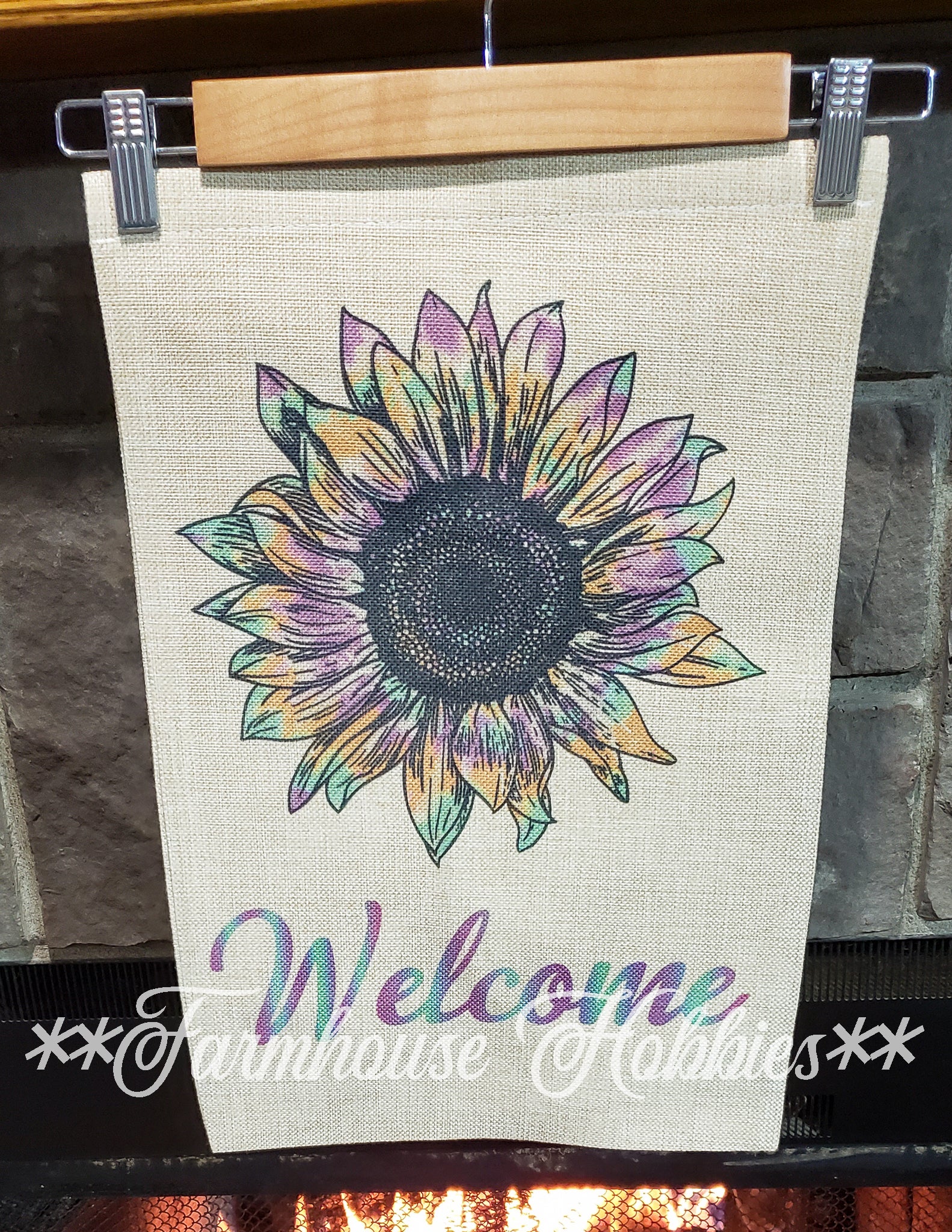 Rainbow Sunflower Welcome Canvas Garden Flag Home Decor/Accessories Farmhouse Hobbies   