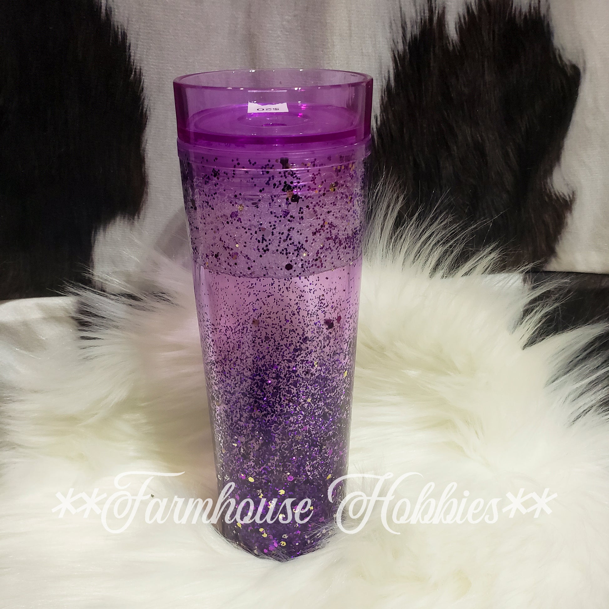 Purple Acrylic Snow Globe Tumbler RTS Drinkware Farmhouse Hobbies   