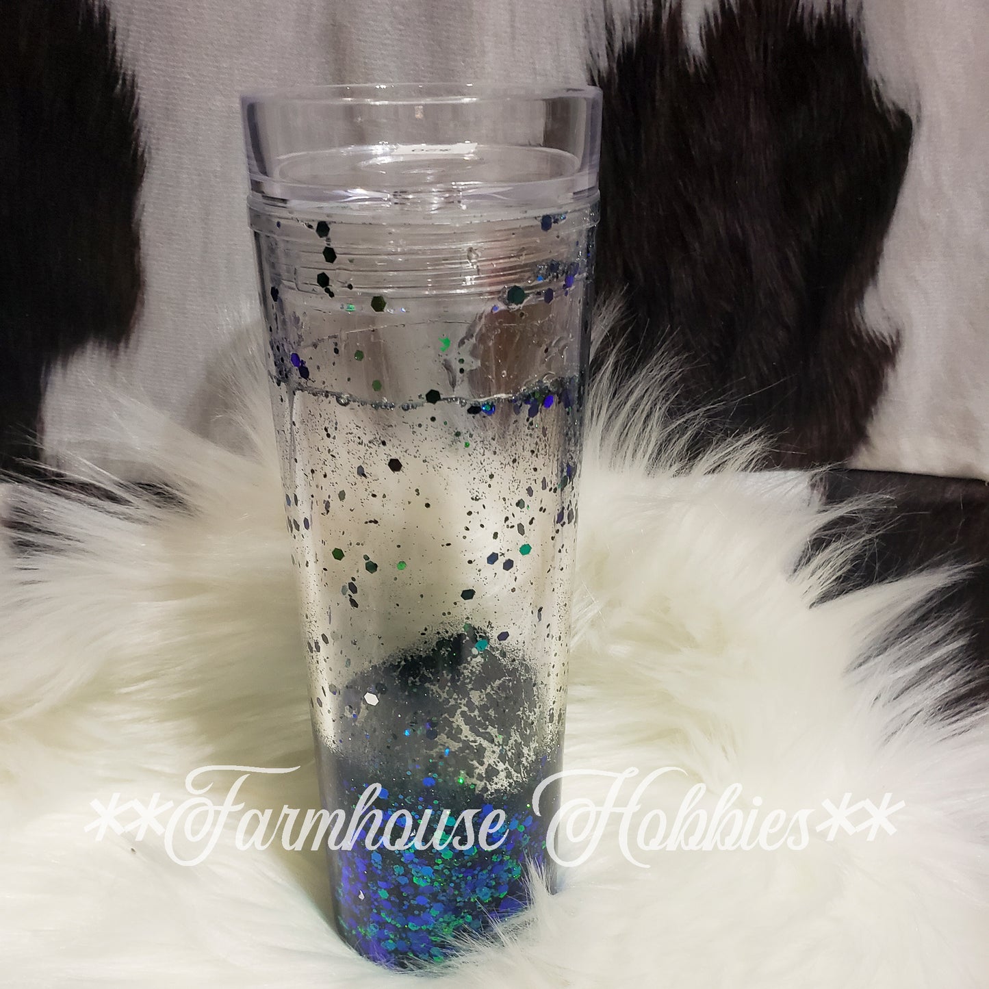 Clear Acrylic Mermaid Snow Globe Tumbler RTS Drinkware Farmhouse Hobbies   