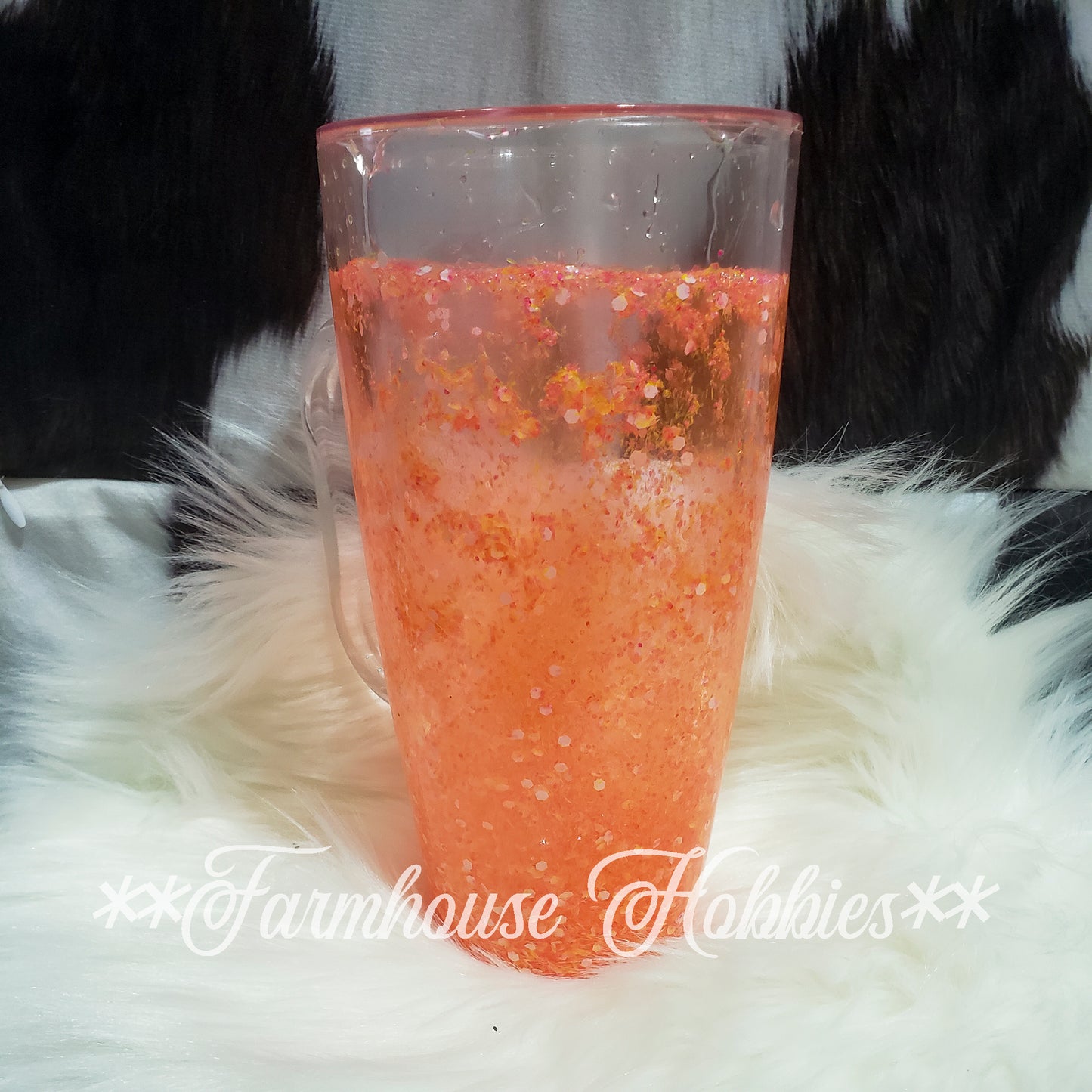 Clear Mug Acrylic Snow Globe Tumbler RTS Drinkware Farmhouse Hobbies   