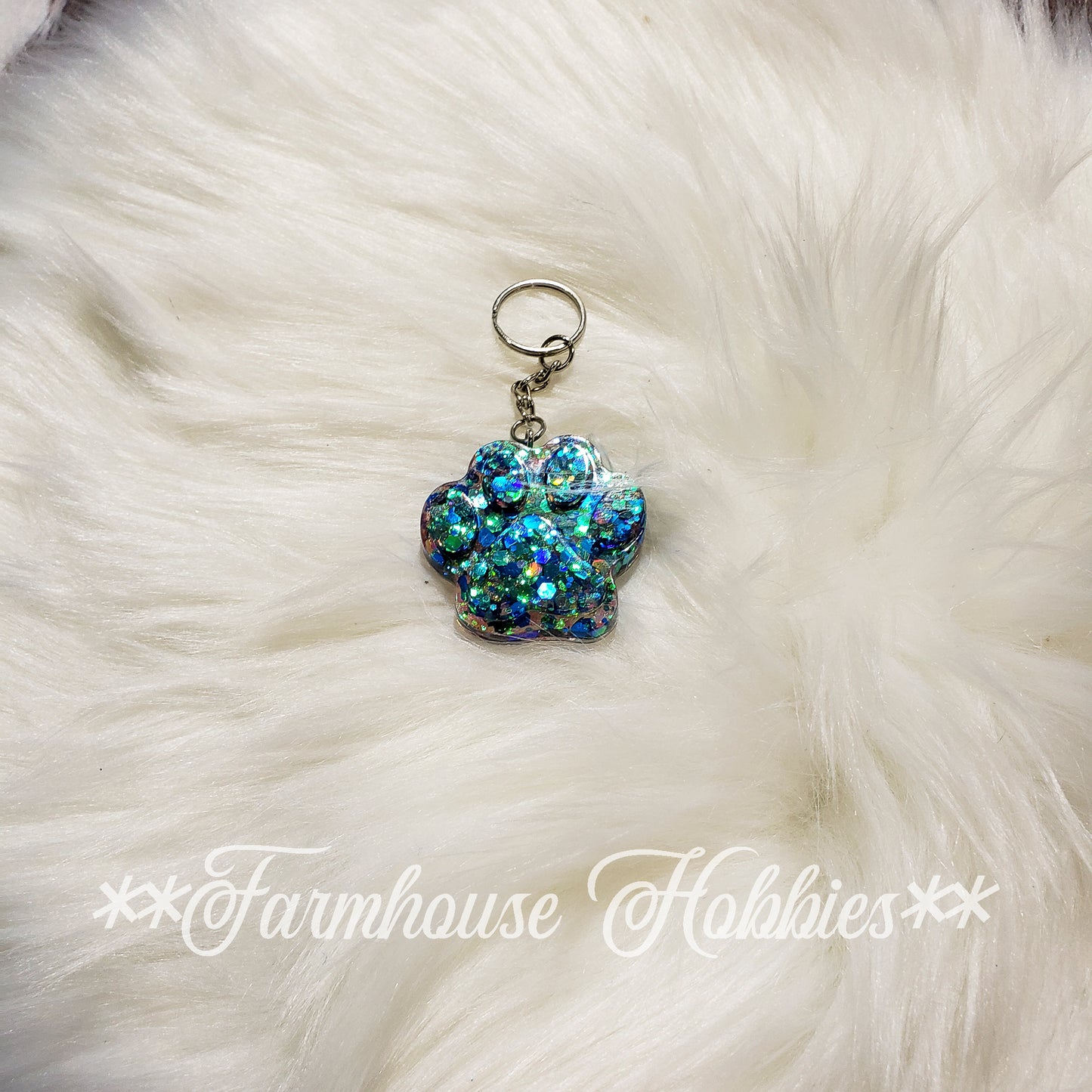 Puppy Paw Keychain - Blue & Teal Home Decor/Accessories Farmhouse Hobbies   