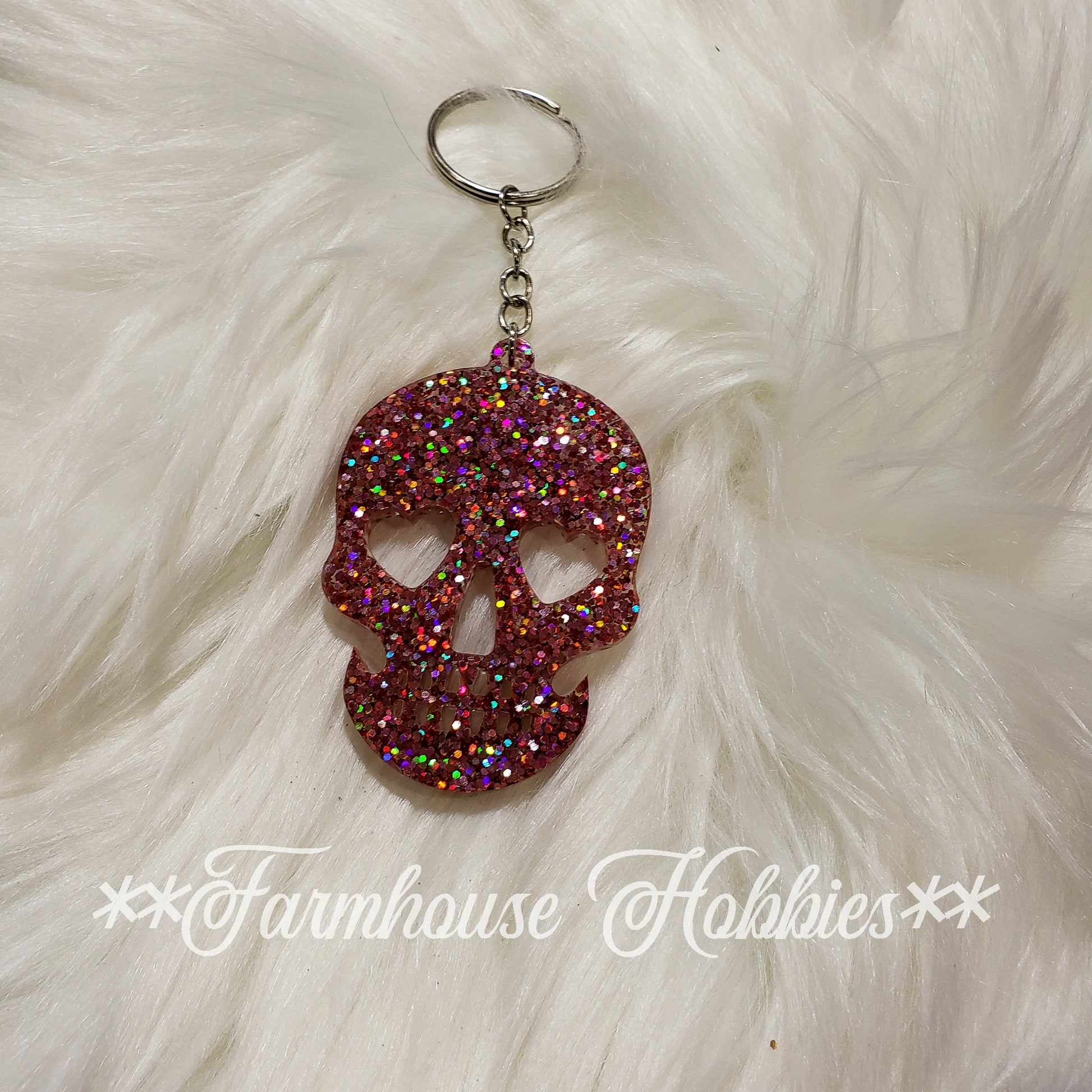 Large Keychain - Pink Sugar Skull Home Decor/Accessories Farmhouse Hobbies   