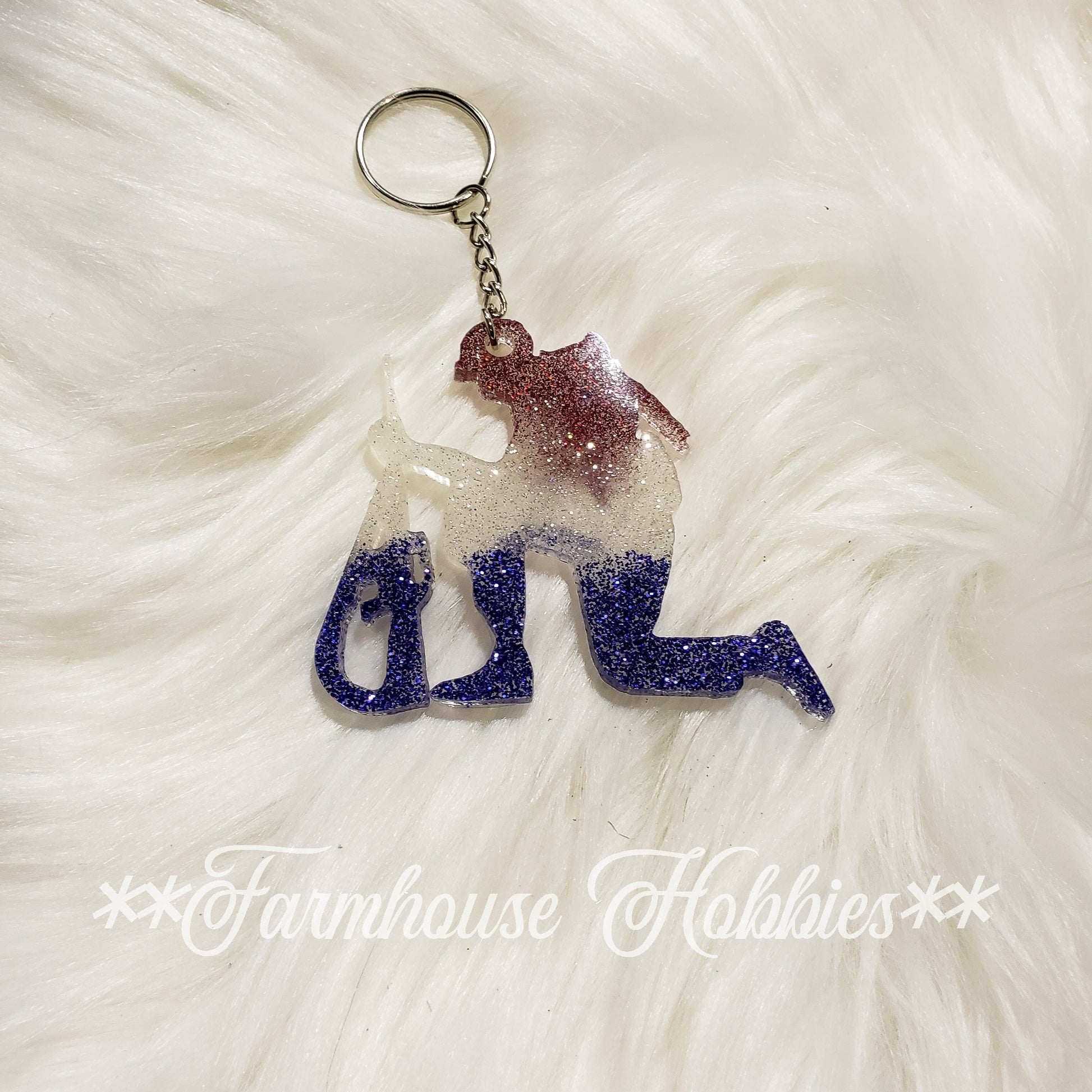 Large Keychain - Red White & Blue Praying Soldier Home Decor/Accessories Farmhouse Hobbies   