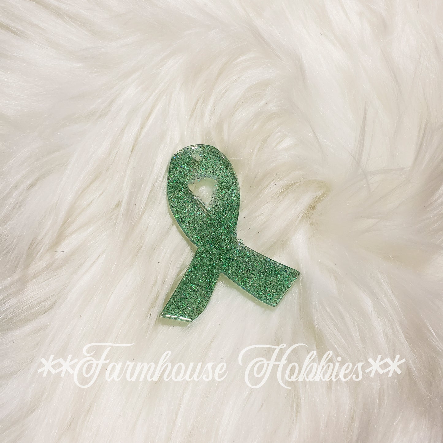 Large Keychain - Green Cancer Ribbon Home Decor/Accessories Farmhouse Hobbies   